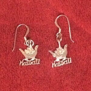 Vintage Hawaiian Dangling "Hang Loose" Shaka Earrings in Sterling Silver